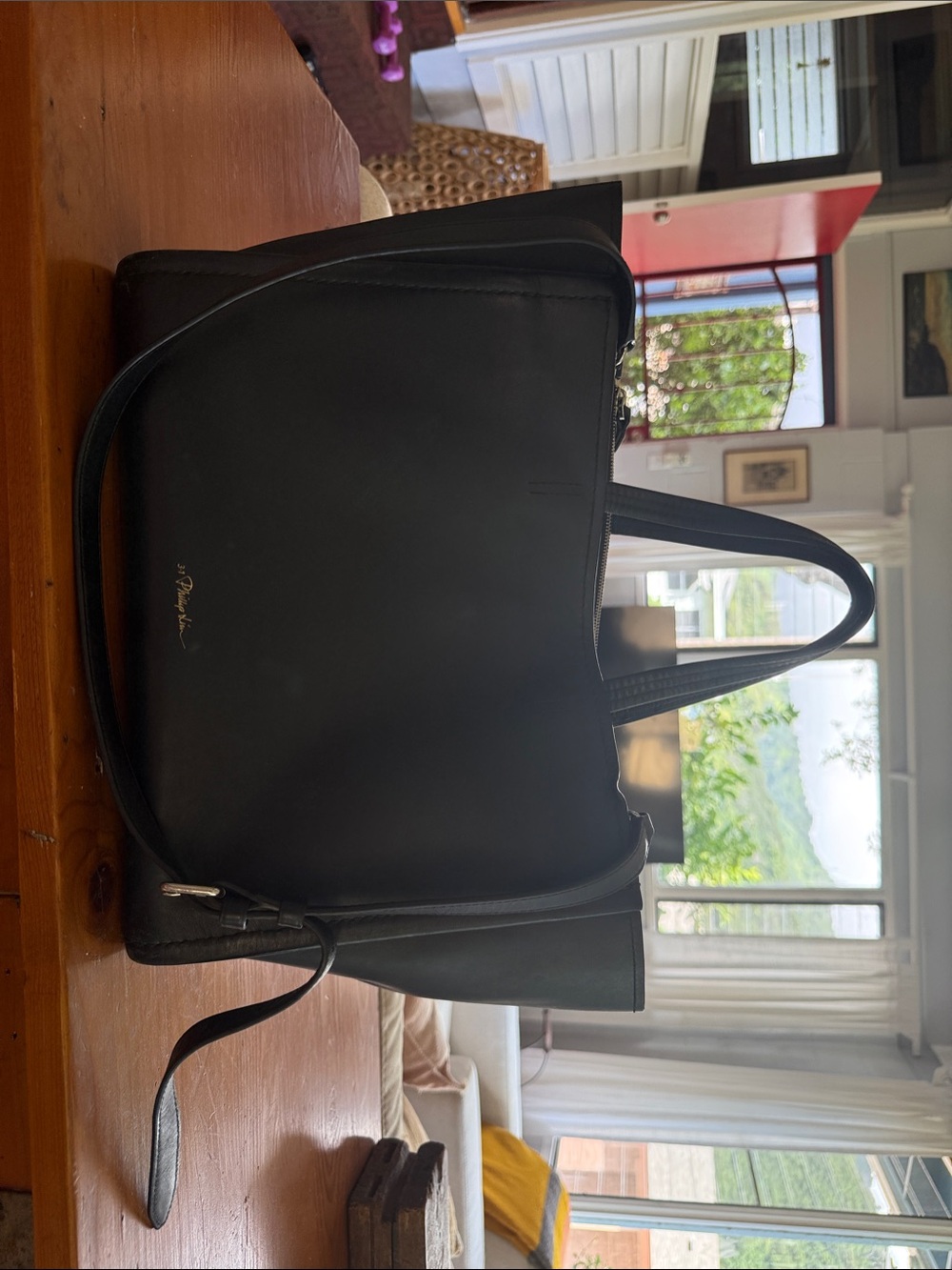 3.1 Phillip Lim Black Leather Tote with Detachable Strap